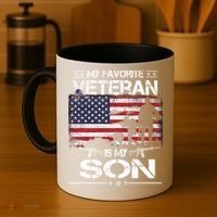 My Favorite Veteran Is My Son Meaningful Gift Flag Father Veterans Day Gift Coffee Mug thumb 4