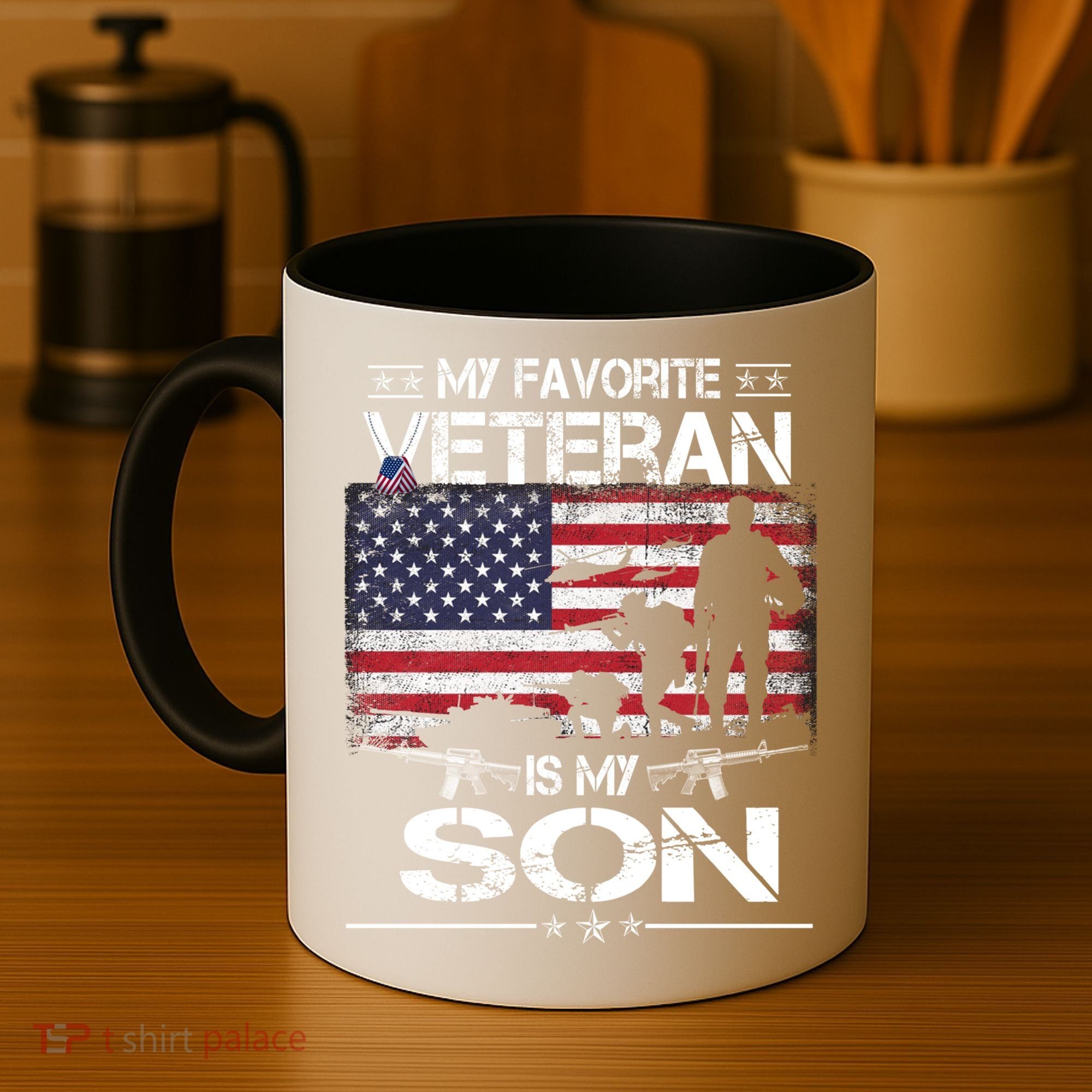 My Favorite Veteran Is My Son Meaningful Gift Flag Father Veterans Day Gift Coffee Mug