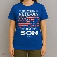 My Favorite Veteran Is My Son Meaningful Gift Flag Father Veterans Day Gift T-Shirt thumb 4