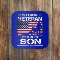 My Favorite Veteran Is My Son Meaningful Gift Flag Father Veterans Day Gift Coaster thumb 0