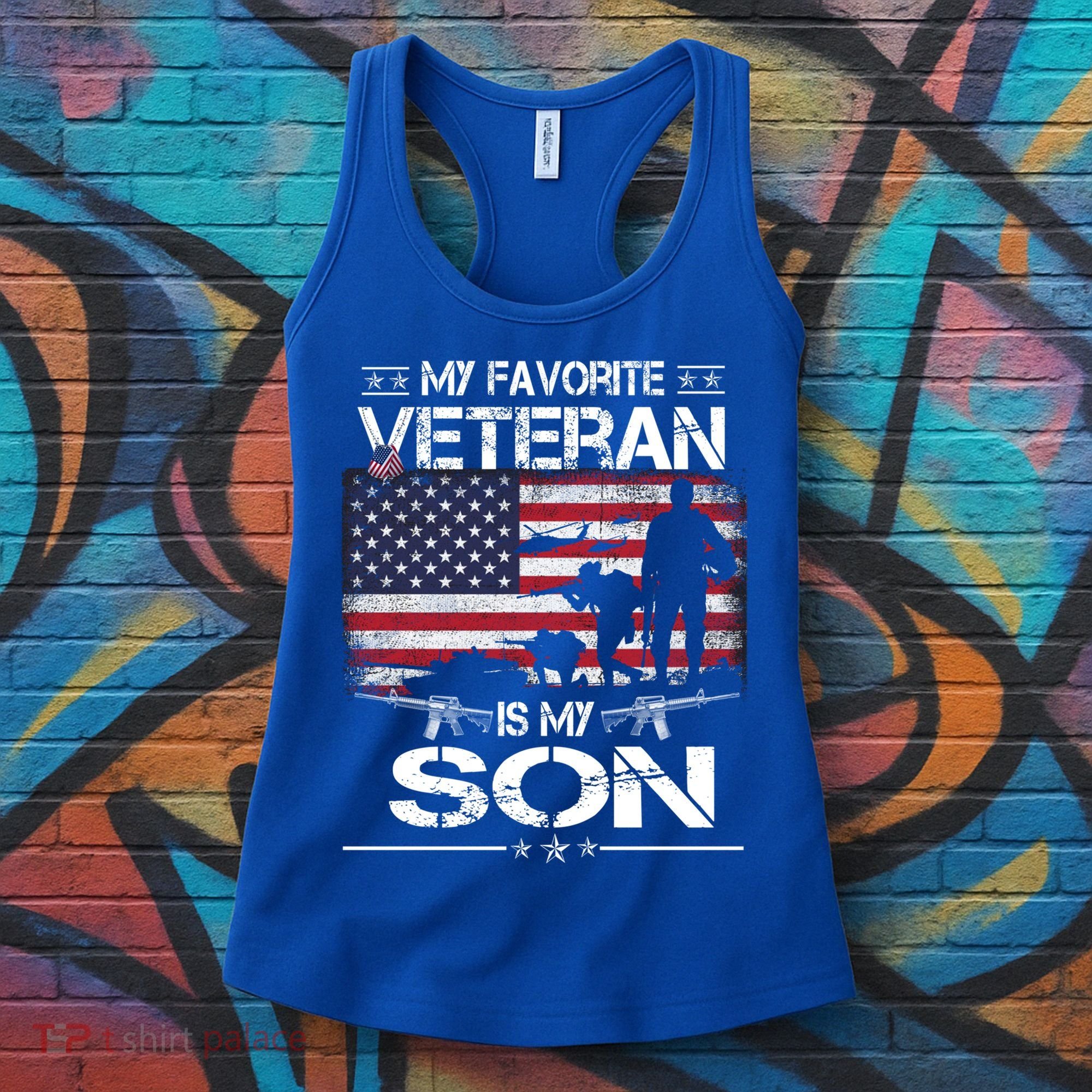 My Favorite Veteran Is My Son Meaningful Gift Flag Father Veterans Day Gift Women's Tank Top