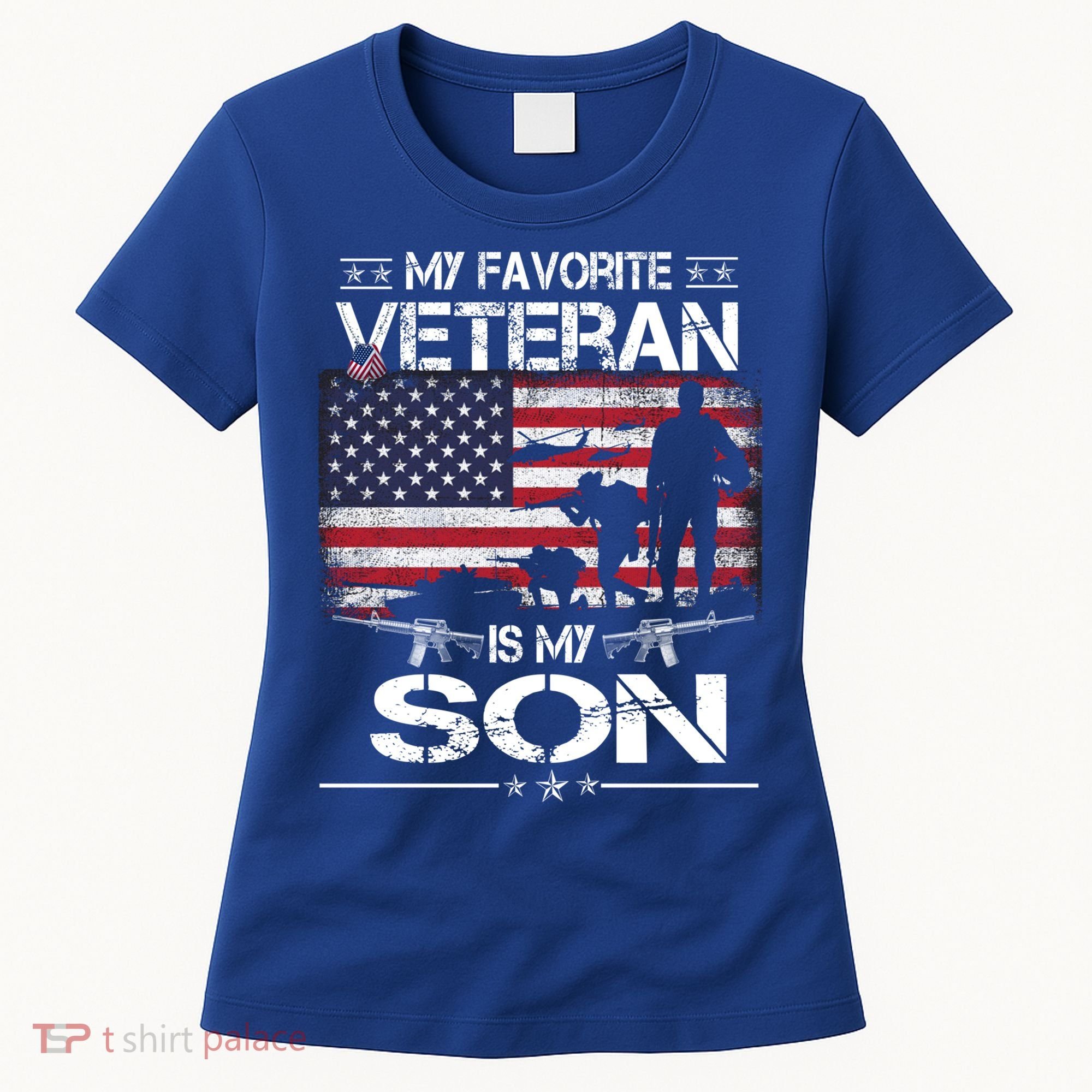 My Favorite Veteran Is My Son Meaningful Gift Flag Father Veterans Day Gift Women's T-Shirt