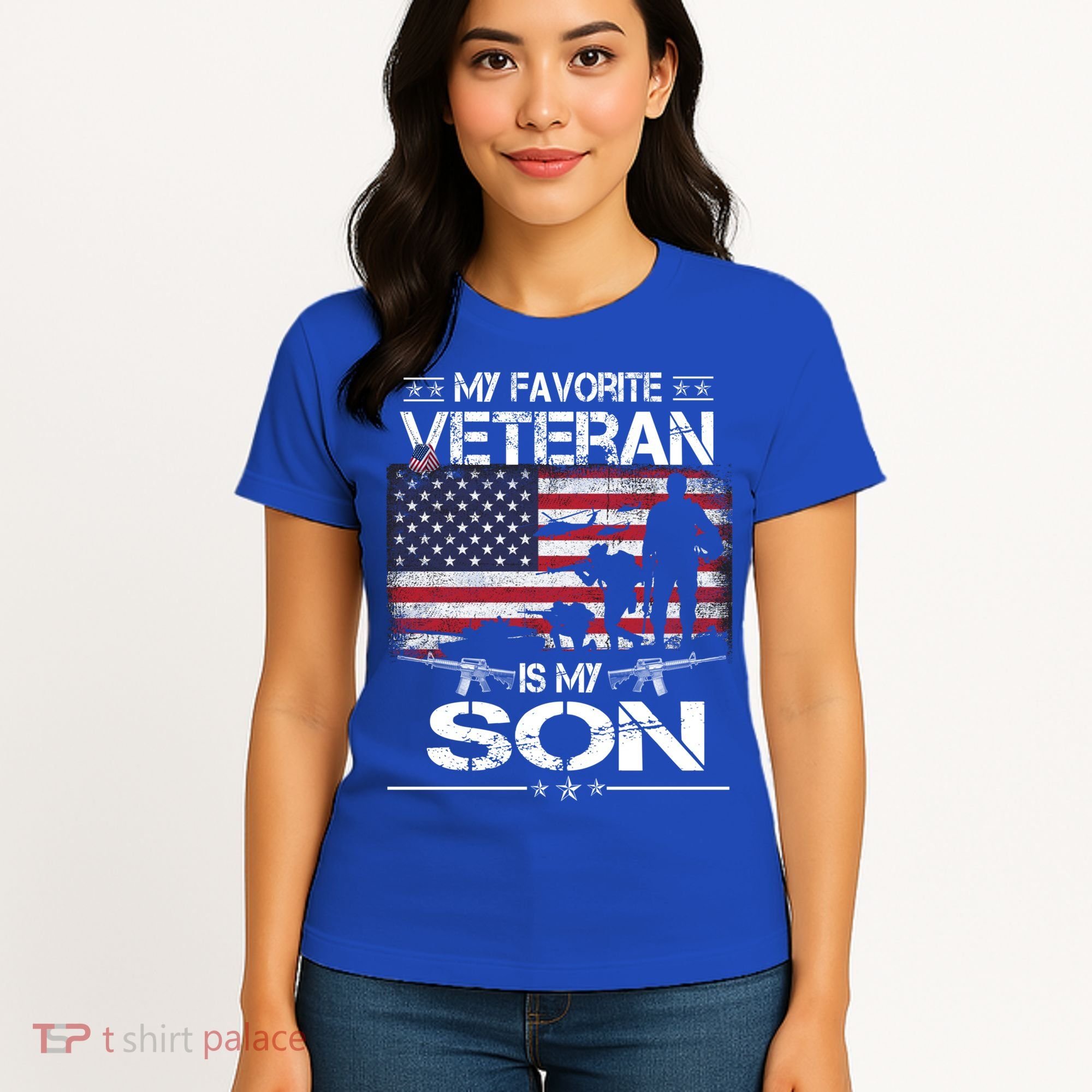 My Favorite Veteran Is My Son Meaningful Gift Flag Father Veterans Day Gift Women's T-Shirt