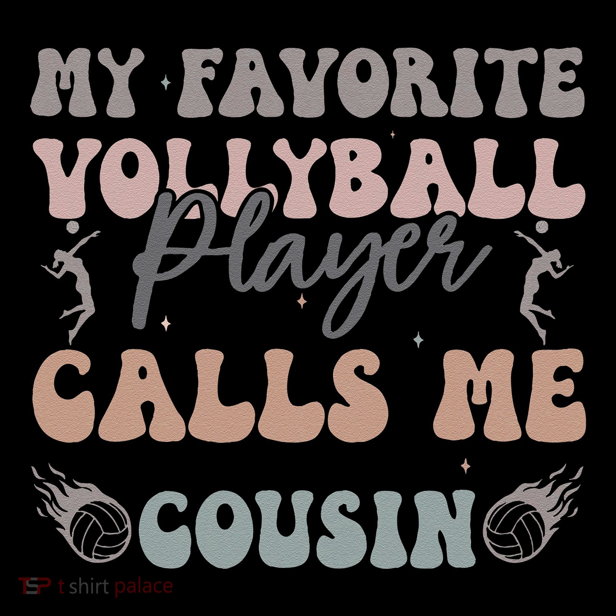 My Favorite Volleyball Player Calls Me Cousin Funny Cousins Stripe Pom Pom Beanie