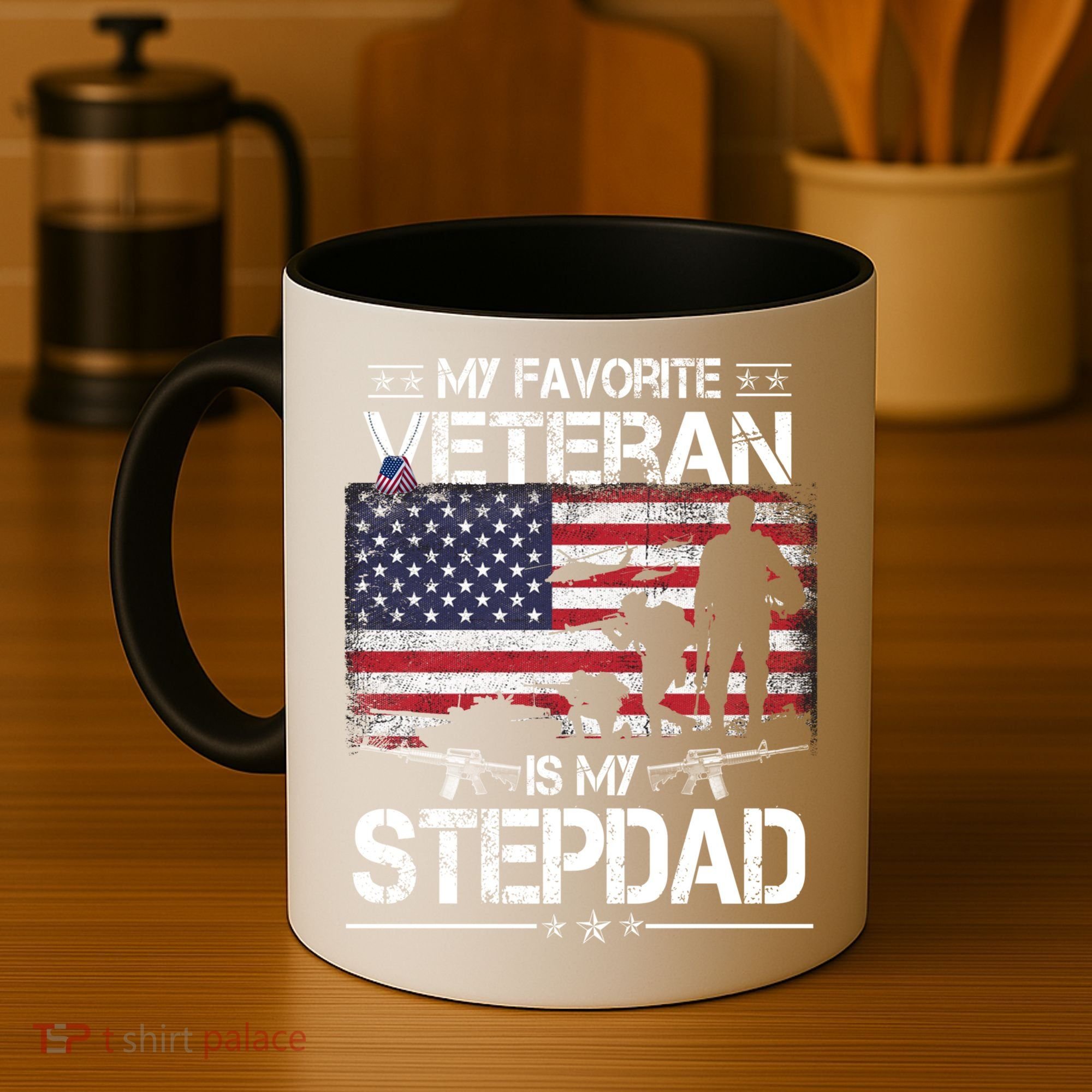 My Favorite Veteran Is My Stepdad Cool Gift Flag Father Veterans Day Cute Gift Coffee Mug