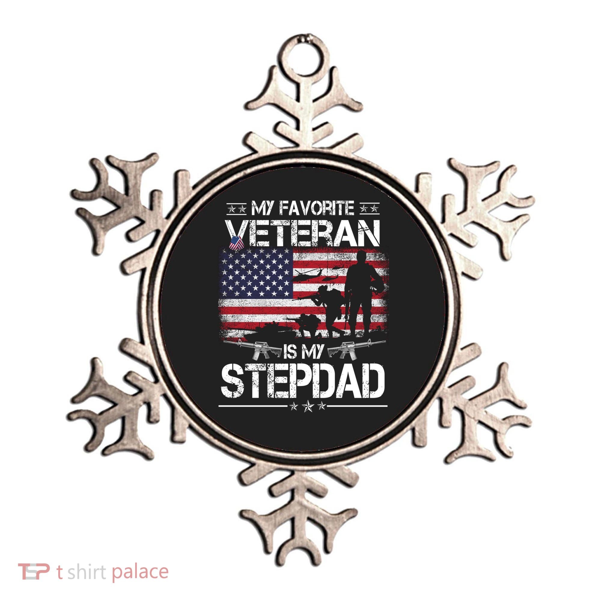 My Favorite Veteran Is My Stepdad Cool Gift Flag Father Veterans Day Cute Gift Ornament