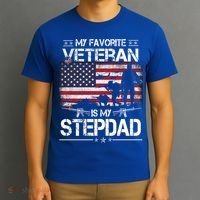 My Favorite Veteran Is My Stepdad Cool Gift Flag Father Veterans Day Cute Gift T-Shirt thumb 3