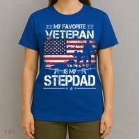 My Favorite Veteran Is My Stepdad Cool Gift Flag Father Veterans Day Cute Gift T-Shirt thumb 4