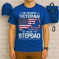 My Favorite Veteran Is My Stepdad Cool Gift Flag Father Veterans Day Cute Gift T-Shirt thumb 6