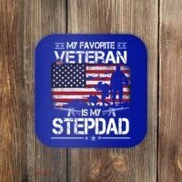 My Favorite Veteran Is My Stepdad Cool Gift Flag Father Veterans Day Cute Gift Coaster thumb 0