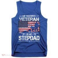 My Favorite Veteran Is My Stepdad Cool Gift Flag Father Veterans Day Cute Gift Tank Top thumb 0
