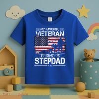 My Favorite Veteran Is My Stepdad Cool Gift Flag Father Veterans Day Cute Gift Toddler T-Shirt thumb 3