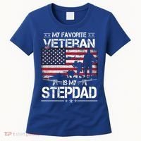 My Favorite Veteran Is My Stepdad Cool Gift Flag Father Veterans Day Cute Gift Women's T-Shirt thumb 0