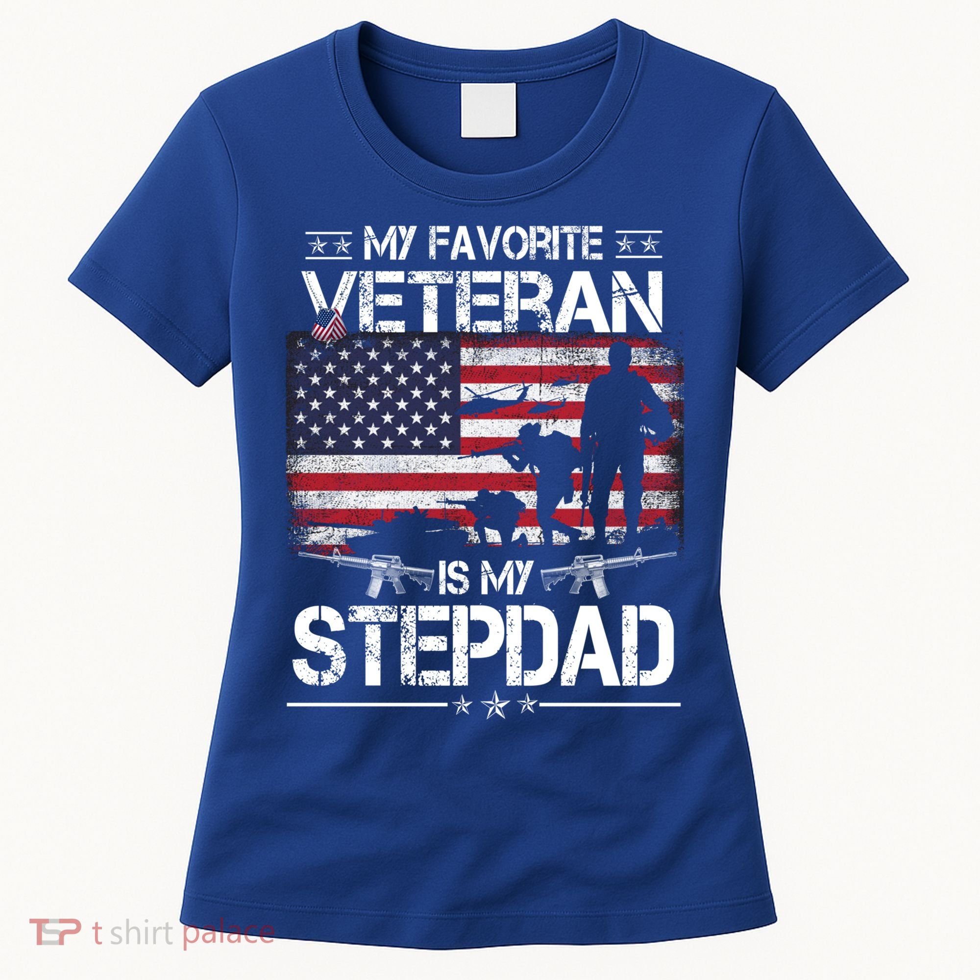 My Favorite Veteran Is My Stepdad Cool Gift Flag Father Veterans Day Cute Gift Women's T-Shirt