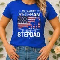 My Favorite Veteran Is My Stepdad Cool Gift Flag Father Veterans Day Cute Gift Women's T-Shirt thumb 2