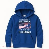 My Favorite Veteran Is My Stepdad Cool Gift Flag Father Veterans Day Cute Gift Kids Hoodie thumb 0