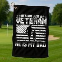 Military Family Veteran Support My Dad US Veteran My Hero Golf Towel thumb 1