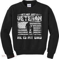 Military Family Veteran Support My Dad US Veteran My Hero Kids Sweatshirt thumb 0