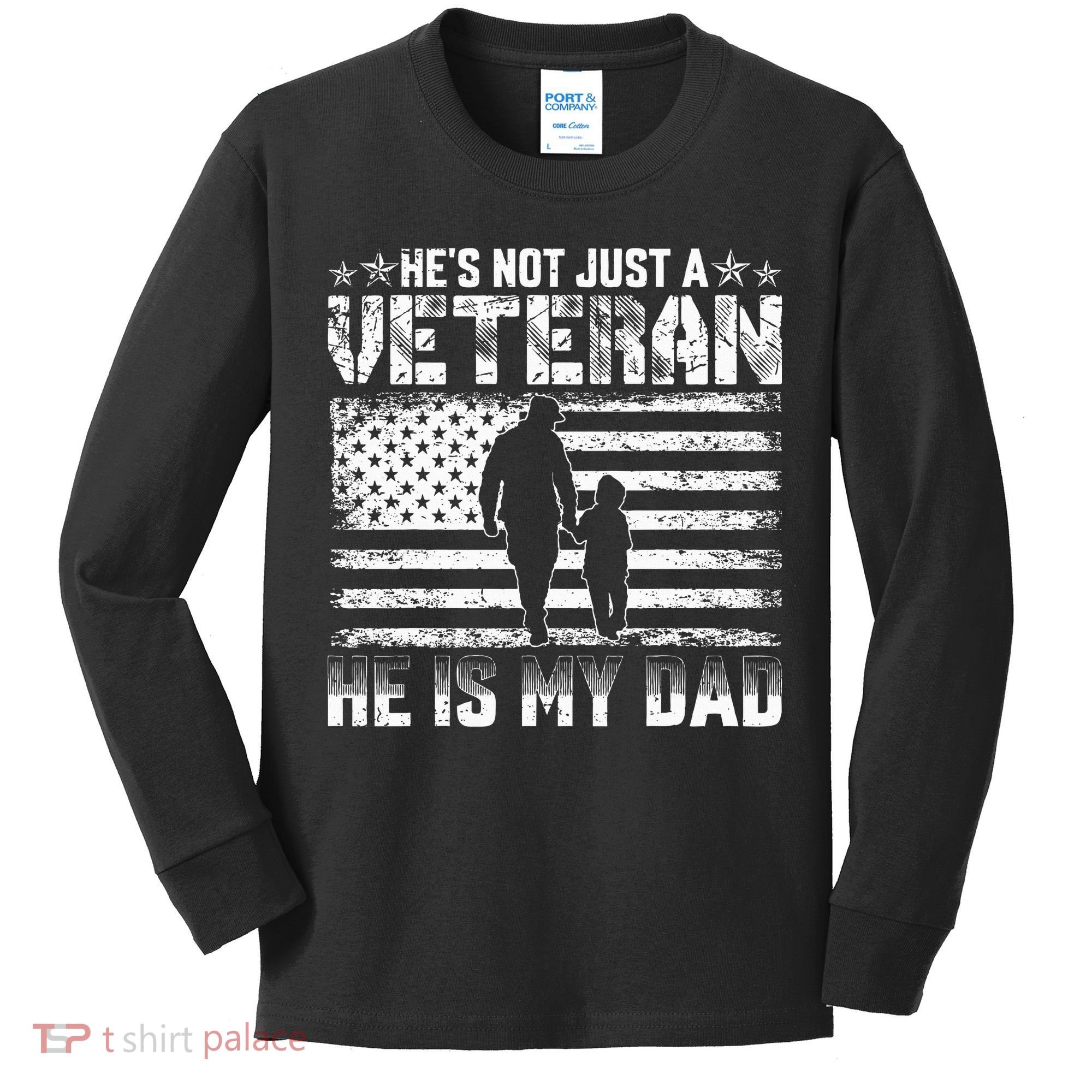 Military Family Veteran Support My Dad US Veteran My Hero Kids Long Sleeve Shirt