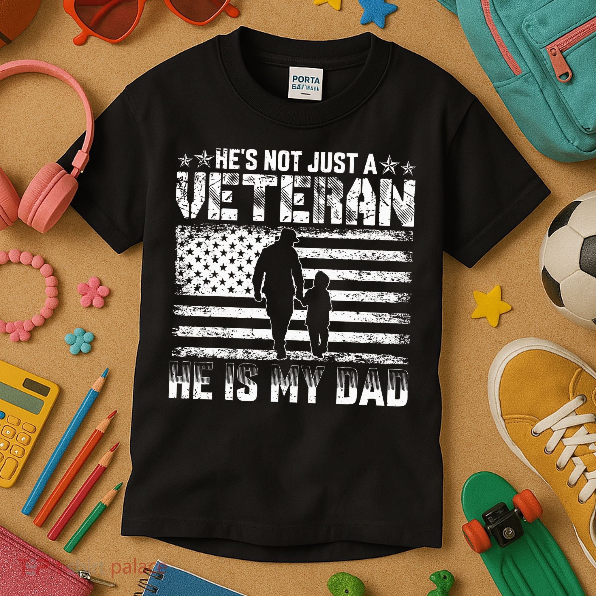 Military Family Veteran Support My Dad US Veteran My Hero Kids T-Shirt