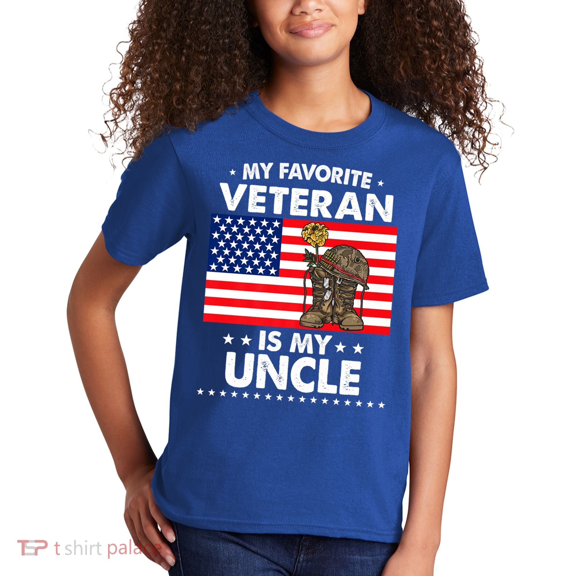 My Favorite Veteran Is My Uncle Proud Uncle Veterans Day Funny Gift Kids T-Shirt