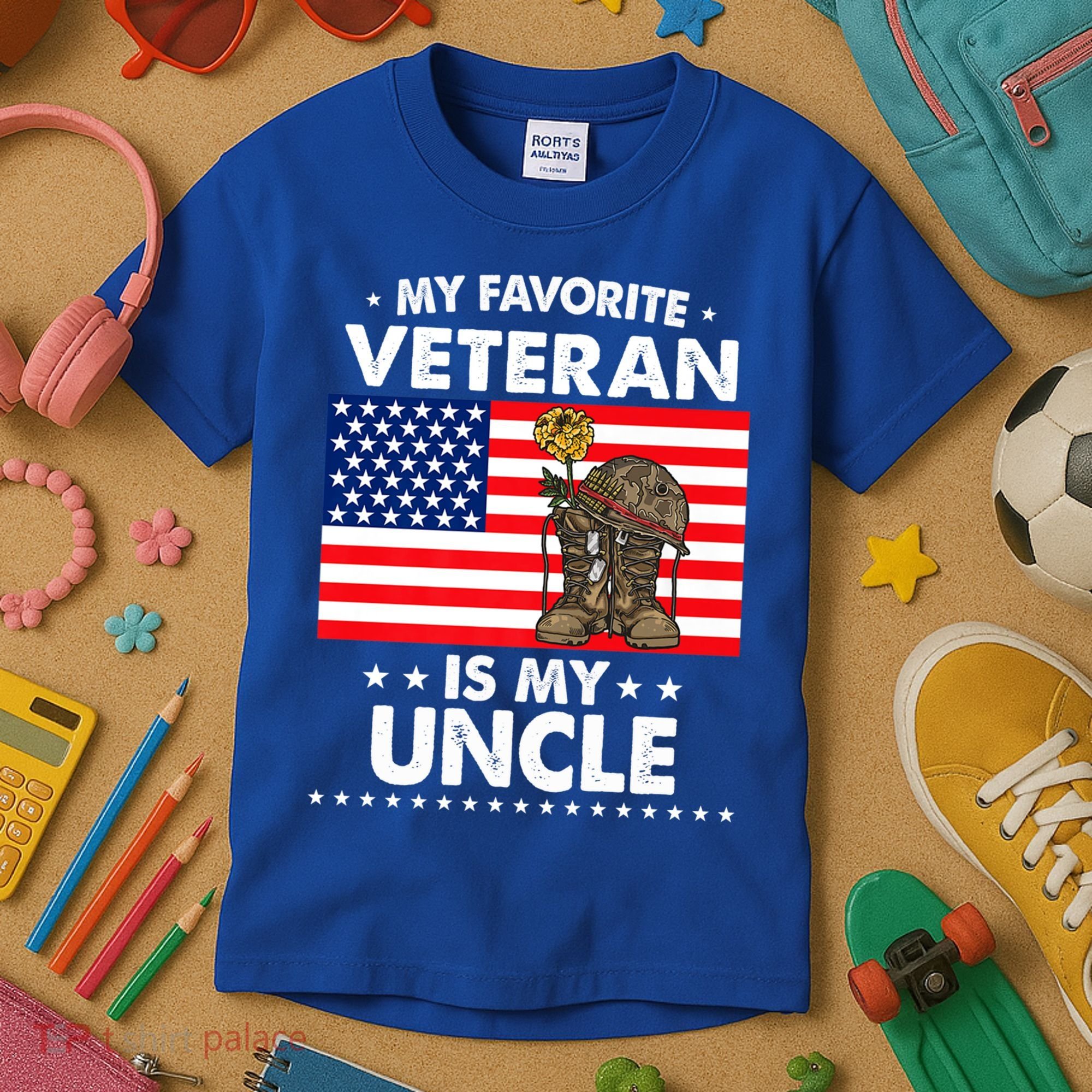 My Favorite Veteran Is My Uncle Proud Uncle Veterans Day Funny Gift Kids T-Shirt