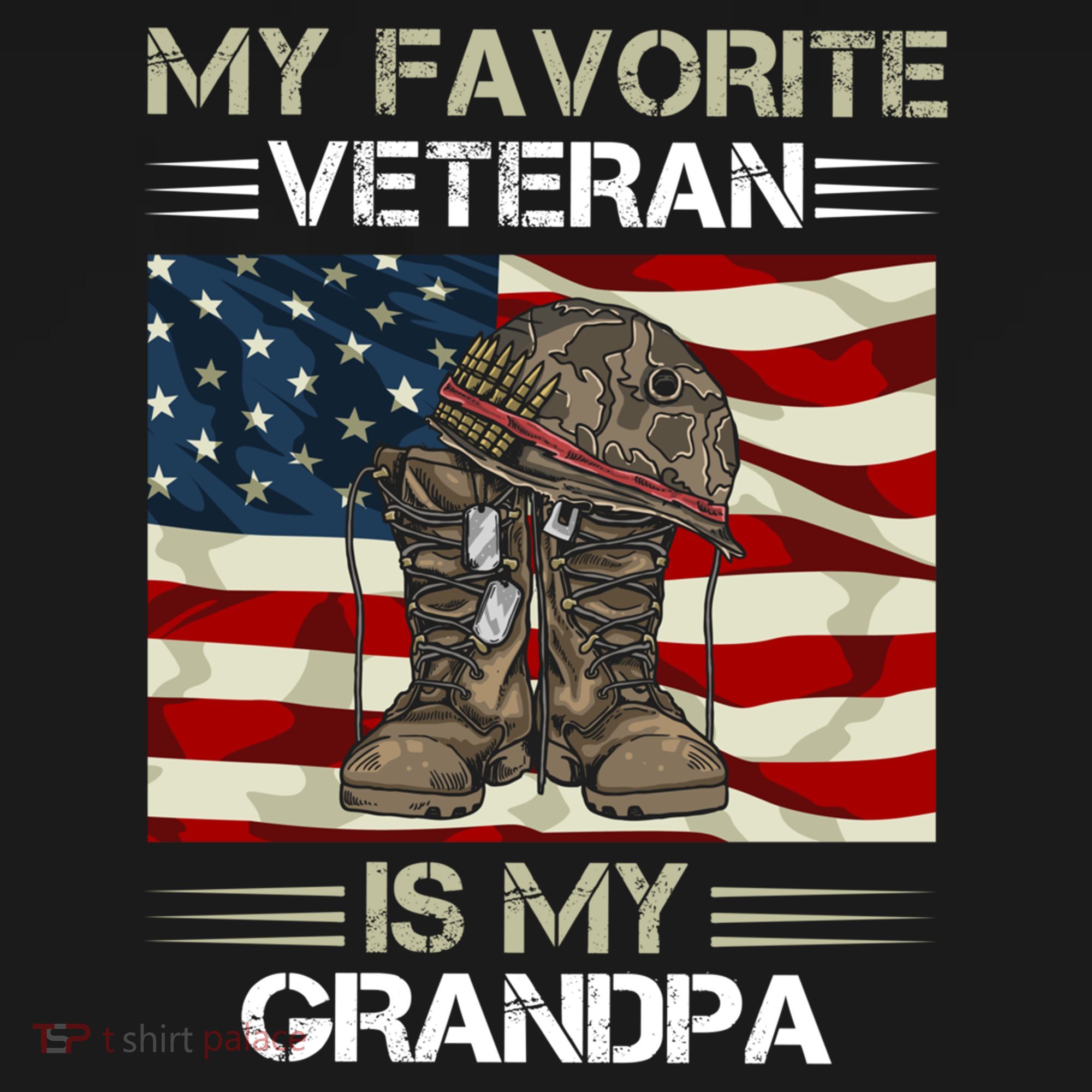 My Favorite Veteran Is My Grandpa American Flag Cool Gift Women's Hoodie