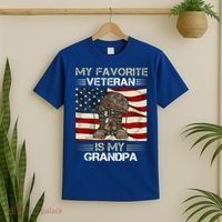 My Favorite Veteran Is My Grandpa American Flag Cool Gift T-Shirt thumb 2
