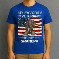 My Favorite Veteran Is My Grandpa American Flag Cool Gift T-Shirt thumb 3