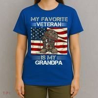 My Favorite Veteran Is My Grandpa American Flag Cool Gift T-Shirt thumb 4