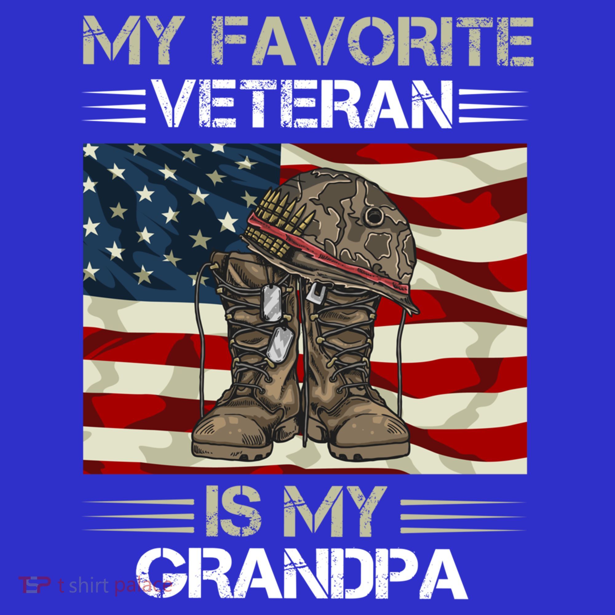 My Favorite Veteran Is My Grandpa American Flag Cool Gift Women's Tank Top