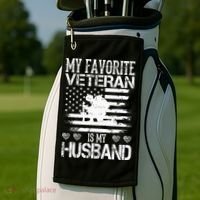 My Favorite Veteran Is My Husband Military Golf Towel thumb 2