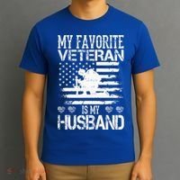 My Favorite Veteran Is My Husband Military T-Shirt thumb 3