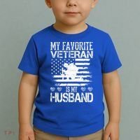 My Favorite Veteran Is My Husband Military Toddler T-Shirt thumb 2