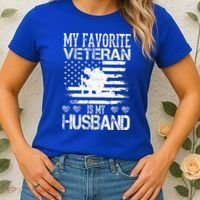 My Favorite Veteran Is My Husband Military Women's T-Shirt thumb 2