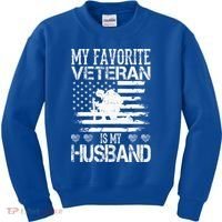 My Favorite Veteran Is My Husband Military Kids Sweatshirt thumb 0
