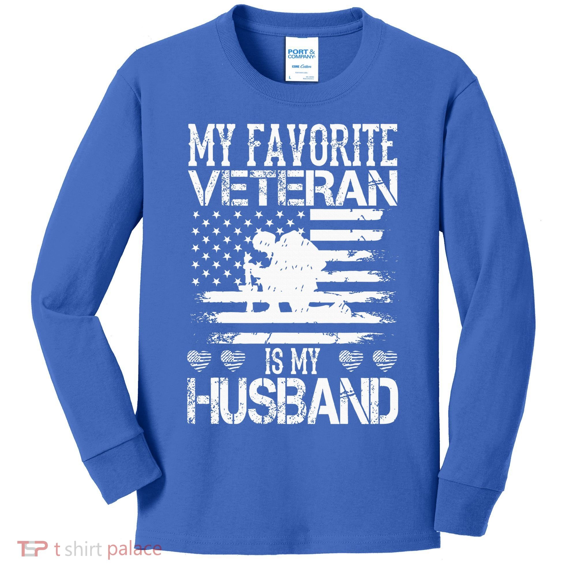 My Favorite Veteran Is My Husband Military Kids Long Sleeve Shirt