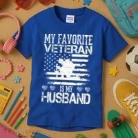 My Favorite Veteran Is My Husband Military Kids T-Shirt thumb 3