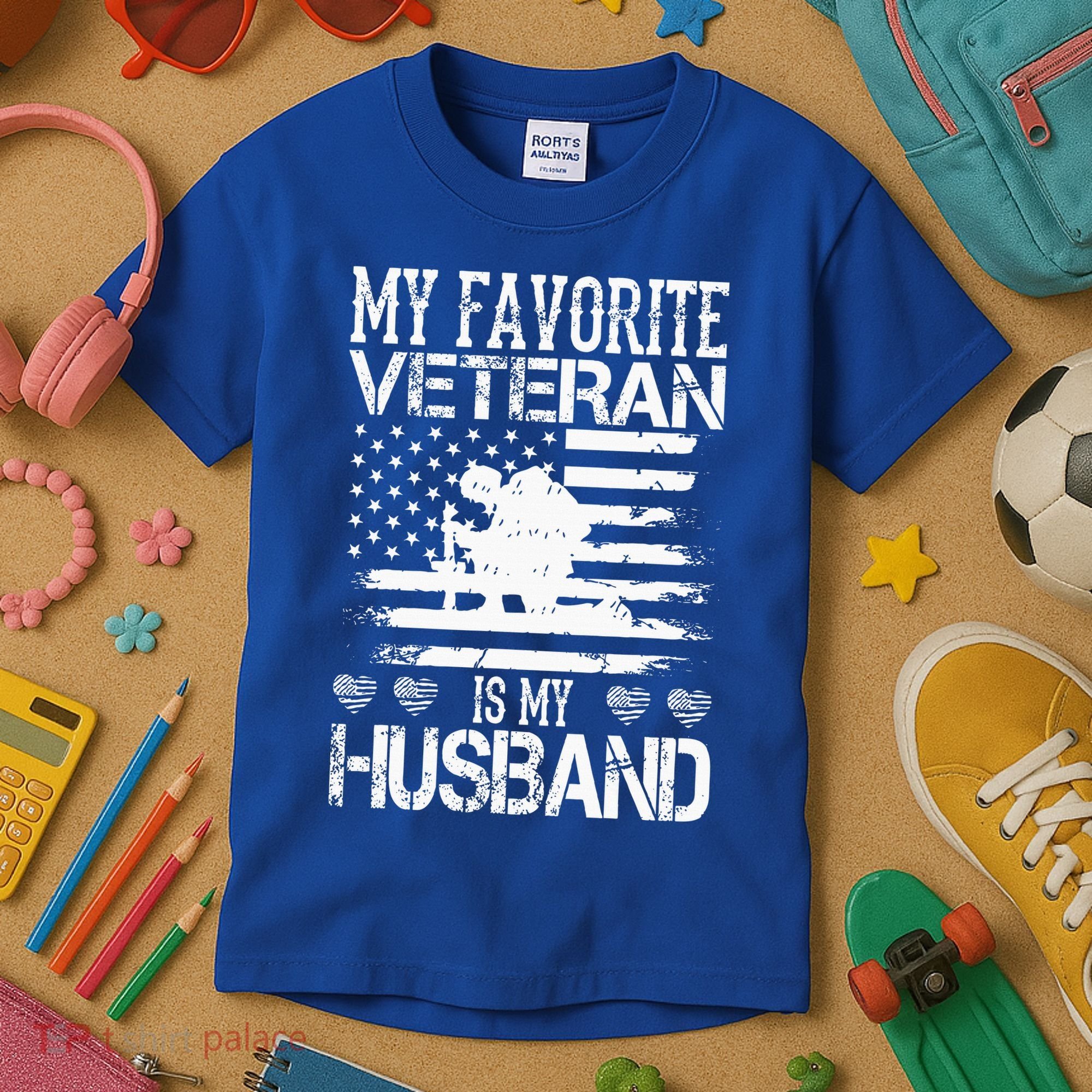 My Favorite Veteran Is My Husband Military Kids T-Shirt
