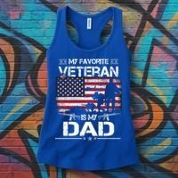 My Favorite Veteran Is My Dad Gift Flag Father Veterans Day Funny Gift Women's Tank Top thumb 3