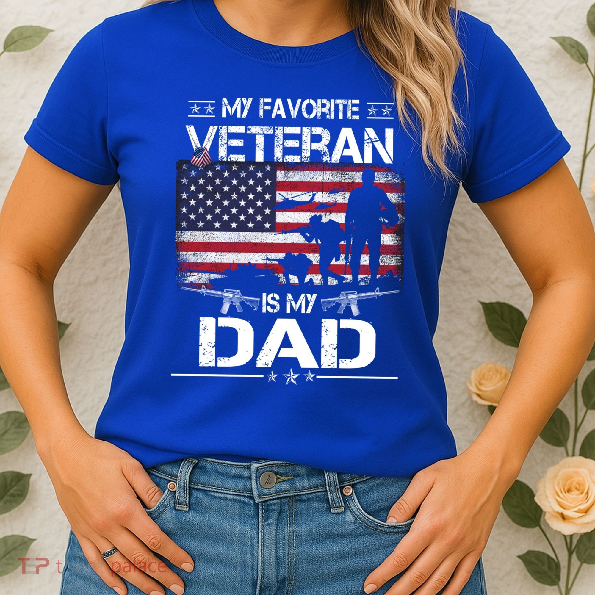 My Favorite Veteran Is My Dad Gift Flag Father Veterans Day Funny Gift Women's T-Shirt