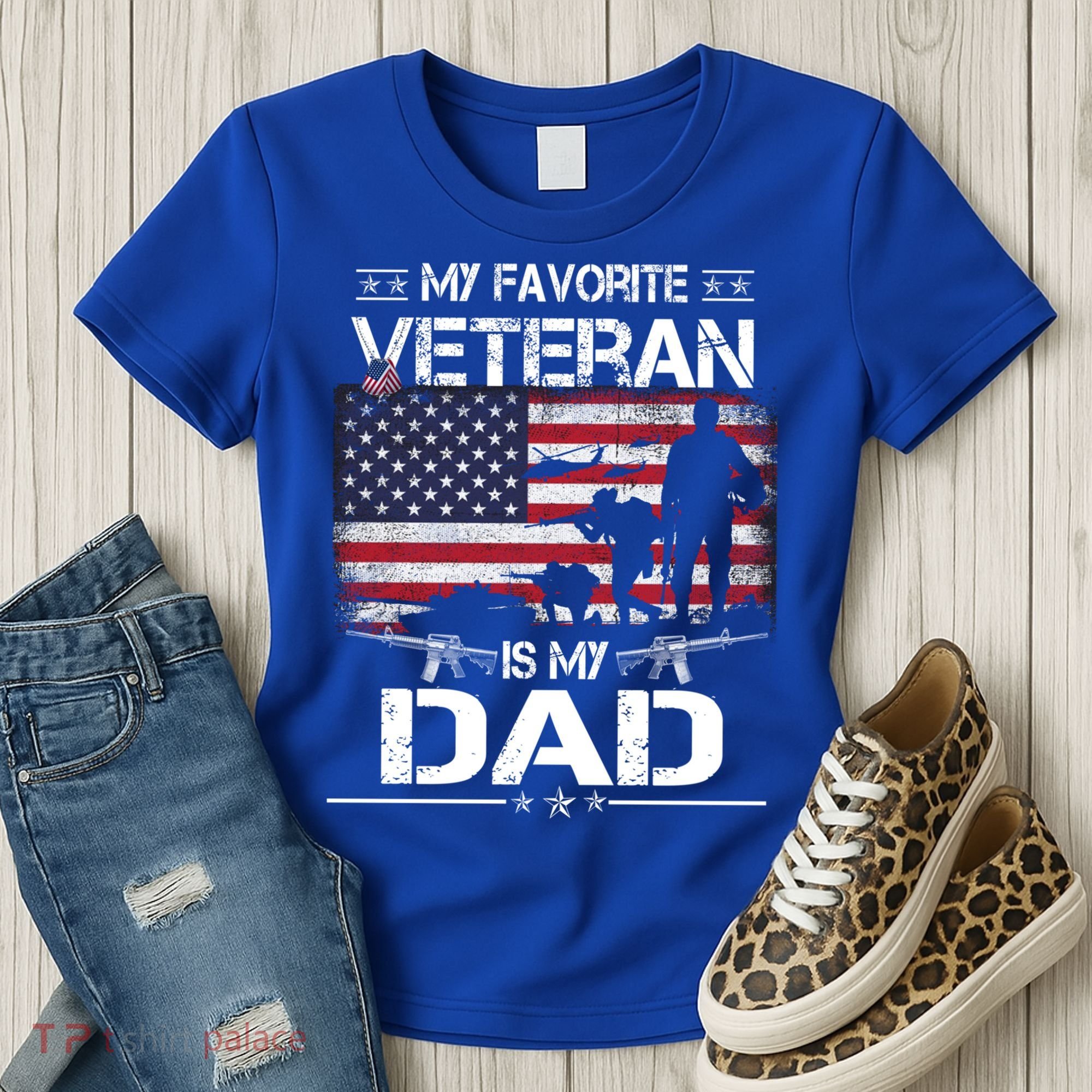 My Favorite Veteran Is My Dad Gift Flag Father Veterans Day Funny Gift Women's T-Shirt