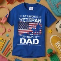My Favorite Veteran Is My Dad Gift Flag Father Veterans Day Funny Gift Kids T-Shirt thumb 3