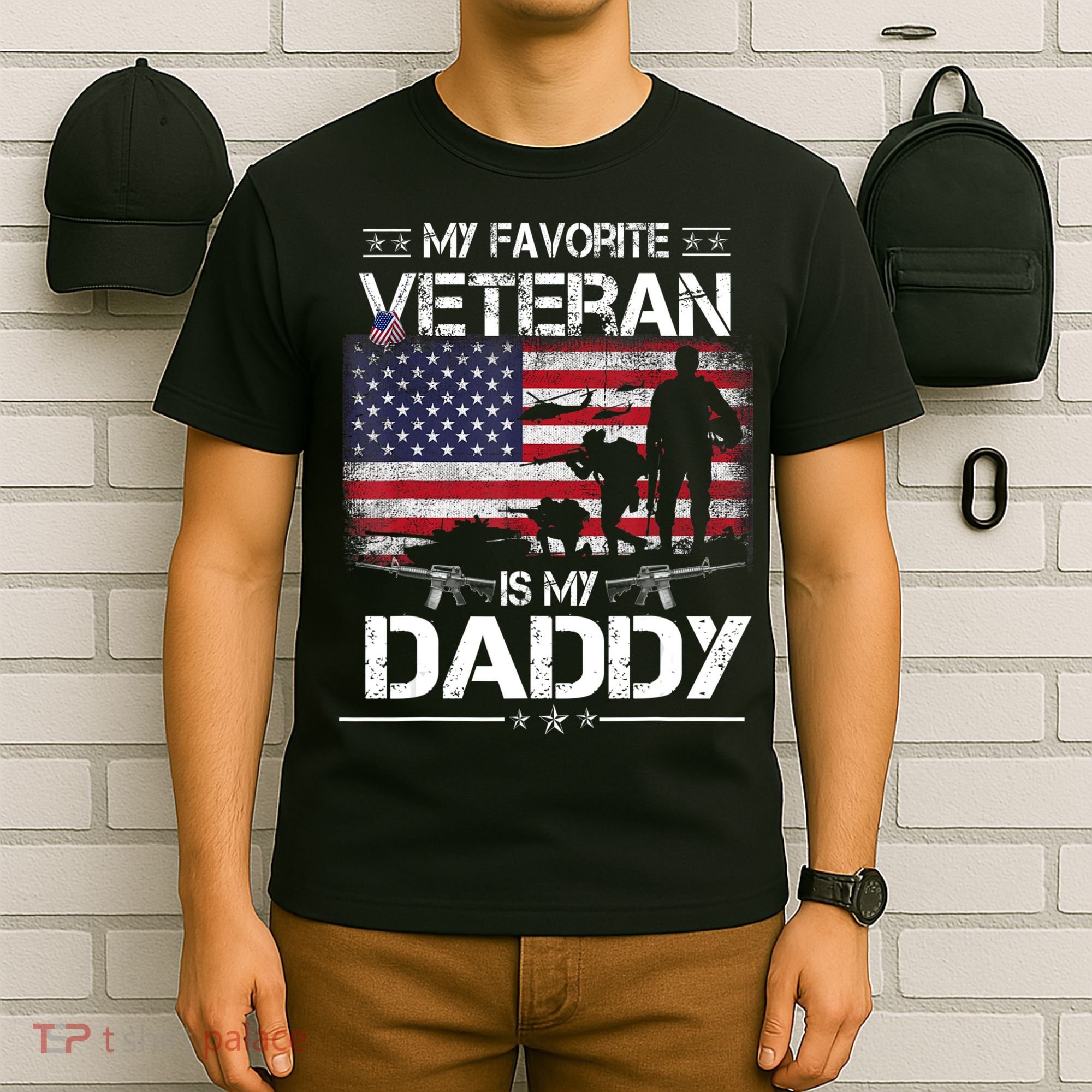 My Favorite Veteran Is My Daddy Flag Father Veterans Day T-Shirt