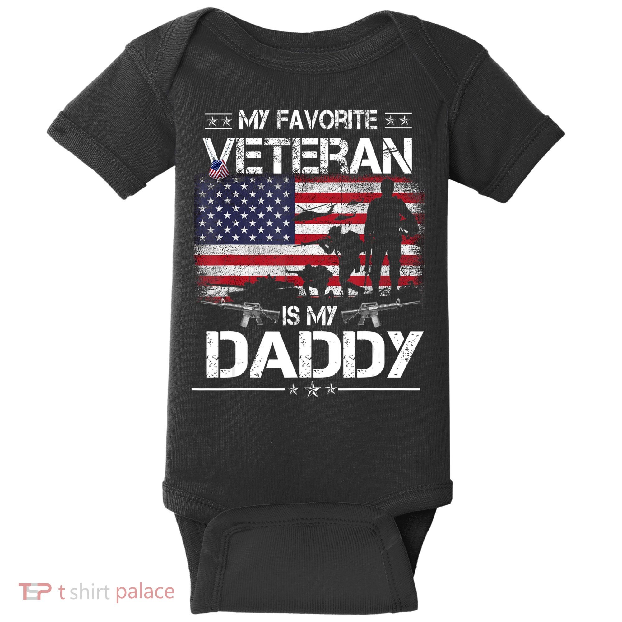 My Favorite Veteran Is My Daddy Flag Father Veterans Day Baby Bodysuit