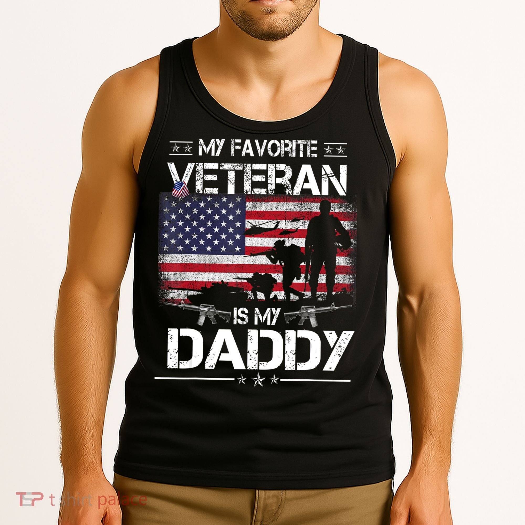 My Favorite Veteran Is My Daddy Flag Father Veterans Day Tank Top