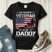 My Favorite Veteran Is My Daddy Flag Father Veterans Day Women's T-Shirt thumb 3