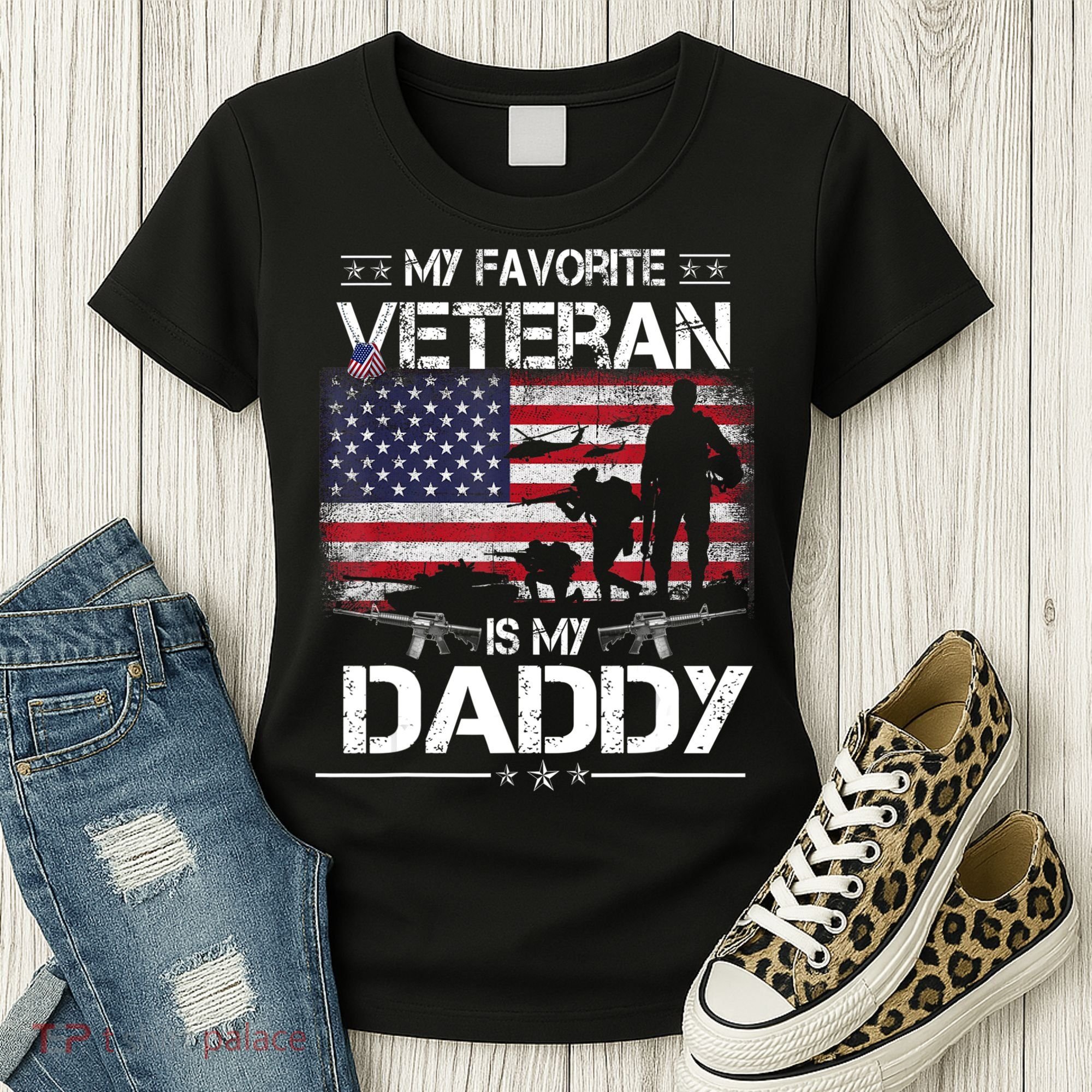 My Favorite Veteran Is My Daddy Flag Father Veterans Day Women's T-Shirt