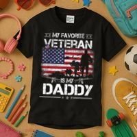 My Favorite Veteran Is My Daddy Flag Father Veterans Day Kids T-Shirt thumb 3