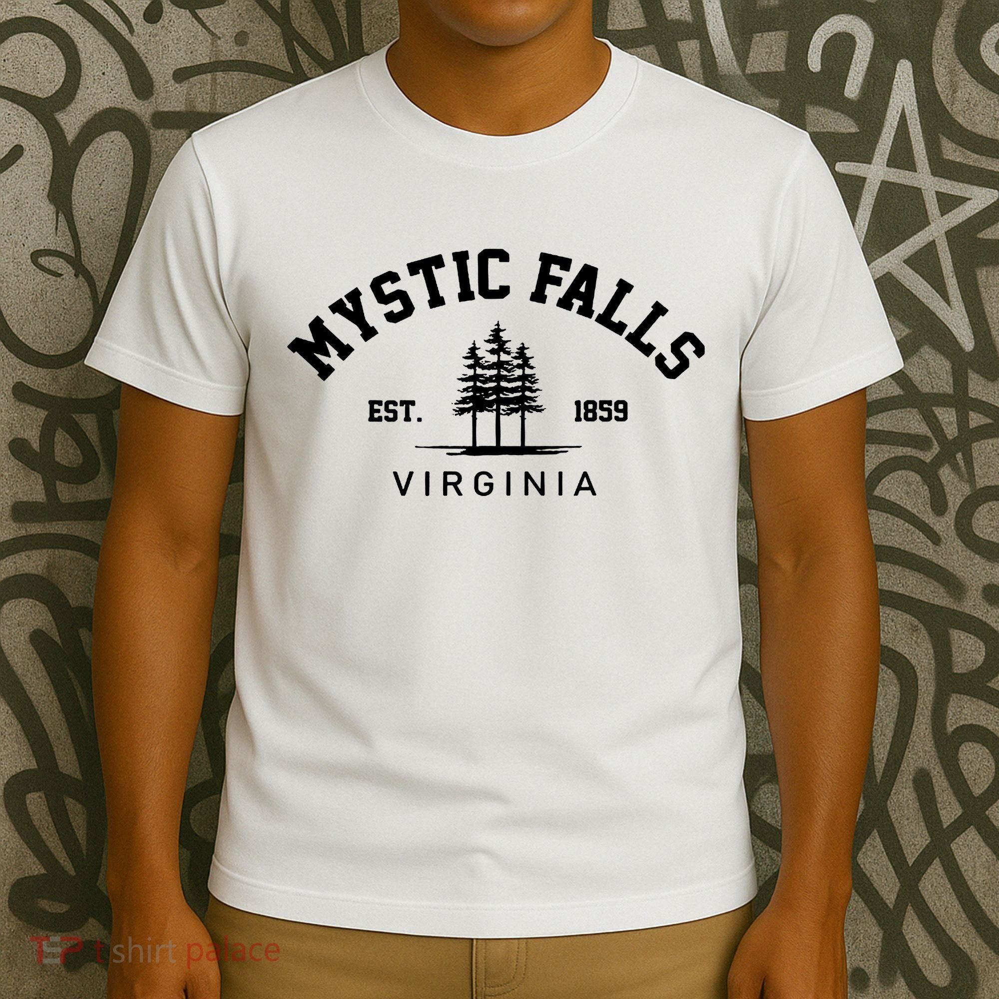 Mystic Falls Virginia Salvatore Stefan Damon Vampire Fan Gift T-Shirt